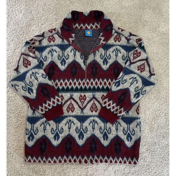 On Your Mark 1/4 Zip Geometric Patterned Sweater Men’s Medium Pull Over - Picture 2 of 7